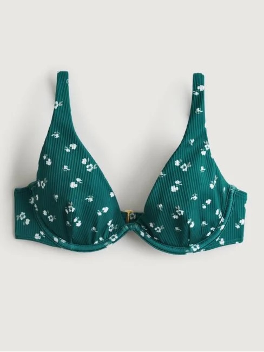 Hollister Green Floral Underwire Bikini Top